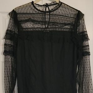Express black lace overlay blouse